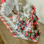 A Tartan Christmas Tree - Homespun Wool-Blend table runner adorned with Christmas trees.