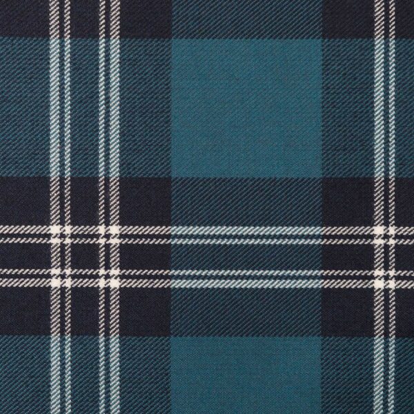 A close up of a blue and black plaid poly fabric.