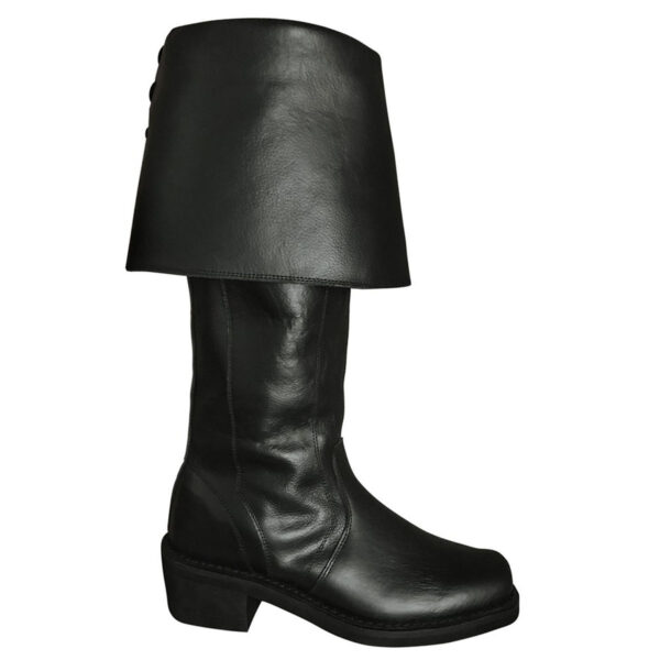 A pair of Black Scottish Pirate Boots on a white background.
