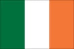 Standard Irish Tri-color flag.  The Irish government has described the symbolism behind each color as being that "green represents the older Gaelic tradition and the orange represents the supporters of William of Orange. The white in the center signifies a lasting truce between the Supporters and Traditionalists.