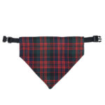 A plush tartan dog toy - wool free on a white background.