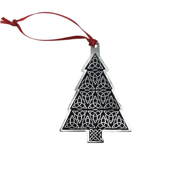 A Celtic Cross Ornament on a white background.