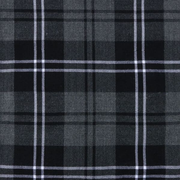 A close up of a black and white plaid fabric.