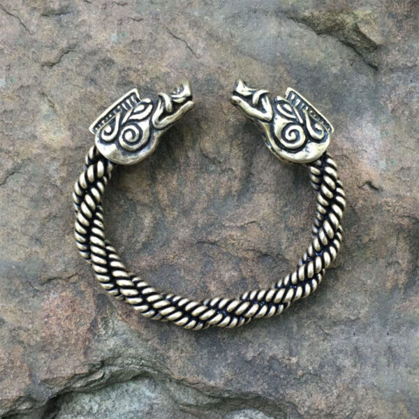 Celtic Boar Torc Bracelet featuring a powerful viking head design.