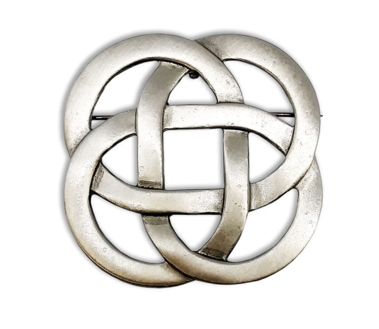 Pewter Brooch With Celtic Eternity Knot and Antique Finish