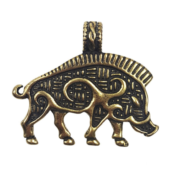 A Celtic Boar Pendant featuring an image of a boar.