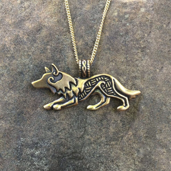 A Celtic Wolf Pendant necklace.