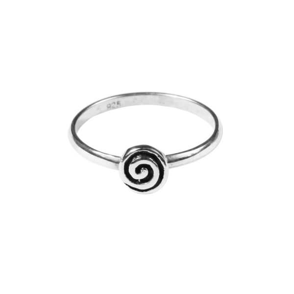 A Small Spiral Silver Ring with an intricate spiral design.