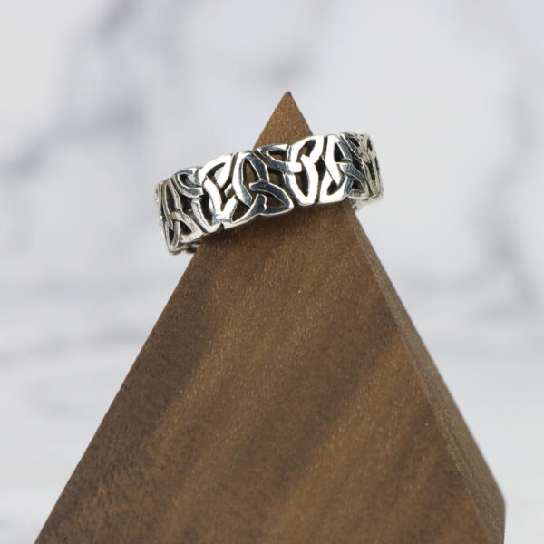 A large silver ring with a Large Celtic Knot Spinner Ring design.