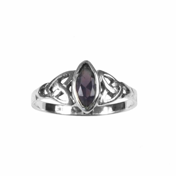 A stunning Amethyst Purple Triquetra Knot Ring handcrafted in sterling silver.