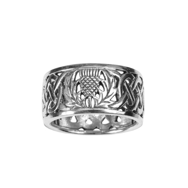 Scottish Thistle Knot Ring made of sterling silver.