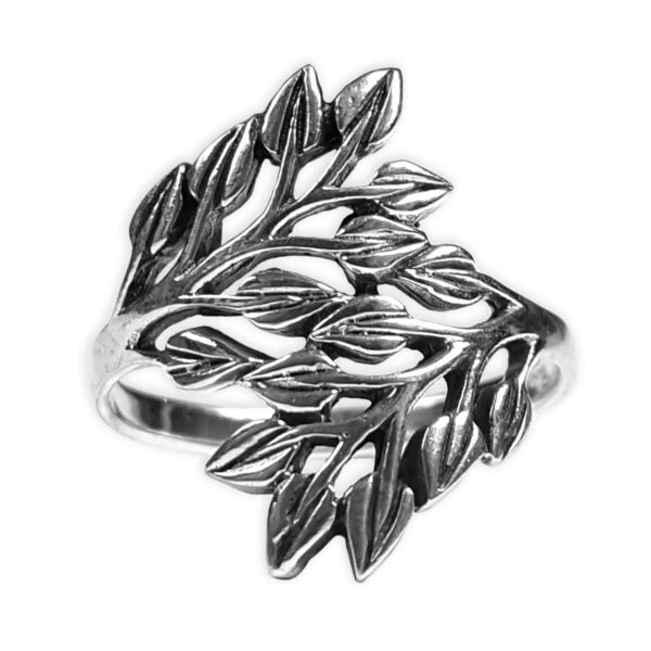 A Leafy Vines Sterling Silver Ring with leafy vines on it.