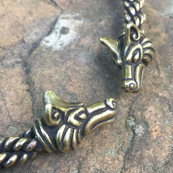 Two Celtic Fox Torc - Medium Braid charms on a stone embellished with a fox.