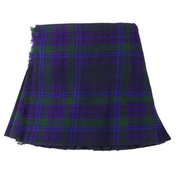 The Spirit of Scotland Homespun Wool Blend Kilt for Kids - 20W 11L, featuring a black and purple tartan design.