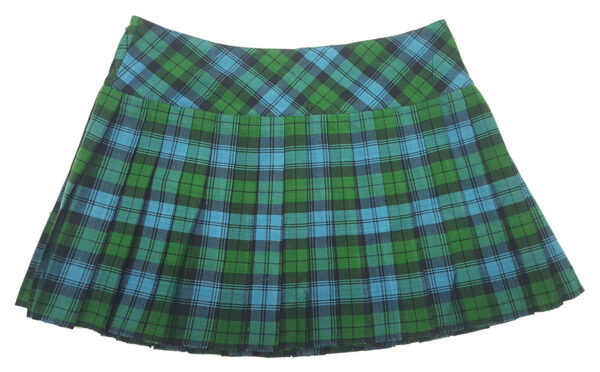 A Campbell Ancient Homespun Billie-Style Kilted Mini-Skirt - 40W 18L on a white background.