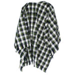 A Tartan Serape - Homespun Wool Blend hanging on a mannequin.