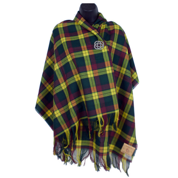 An Irish County Spring Weight Wool Tartan Stoles - In-Stock Special on a mannequin.