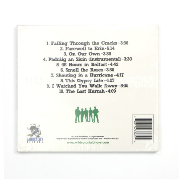 The back of a CD - Wild Colonial Bhoys featuring a group of people during Bothy Nights.