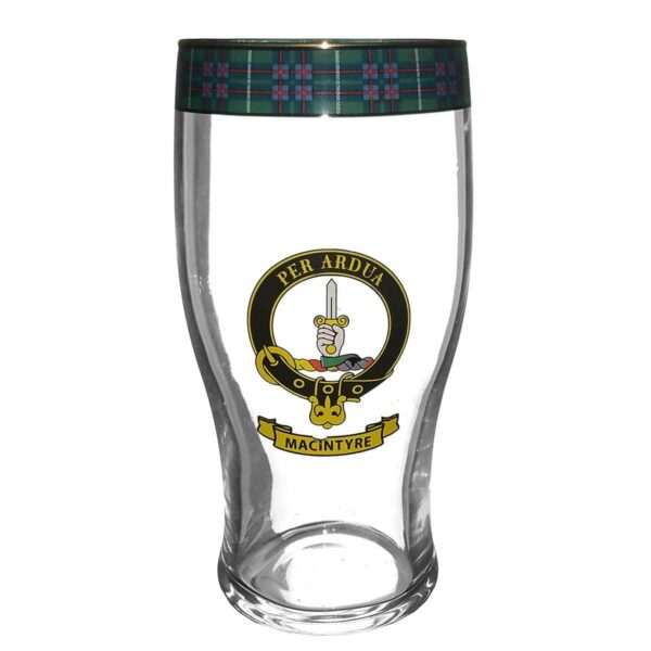 Macintyre Clan Crest Tartan Pub Glass Kilts N