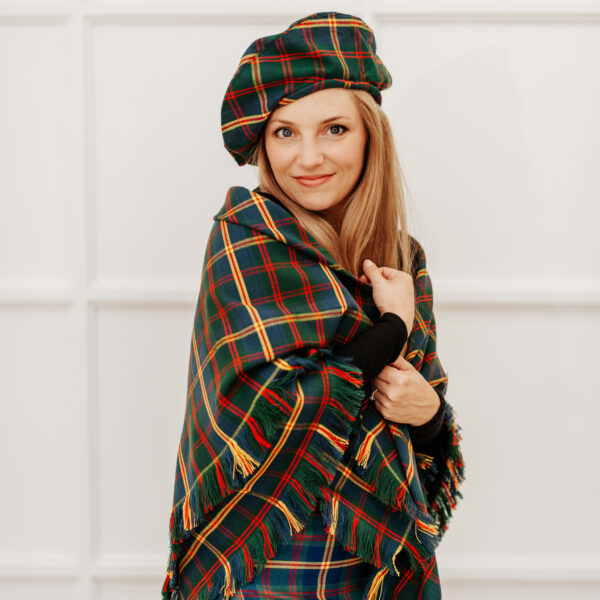 A tartan tam and shawl from the Celtic Croft. This set can come in various red tartans