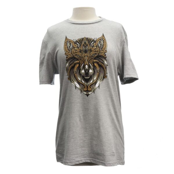 A Dire Wolf T-Shirt with an image of a wolf on it.