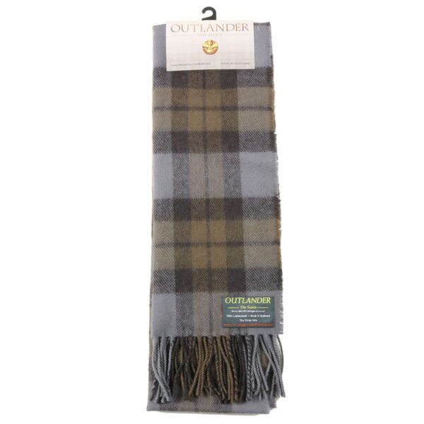 An Tartan Scarf - OUTLANDER Lambswool on a white background.