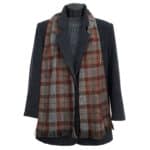 A Tartan Scarf - OUTLANDER Wool Free plaid scarf on a mannequin.