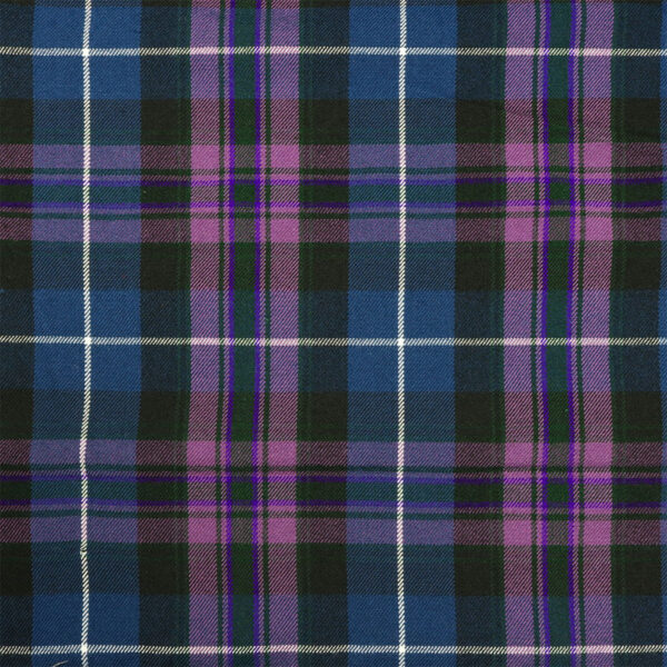 A close up of a blue and purple plaid fabric.