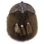 Bronze Stag Fur Premium Sporran with bronze accents and tassels.