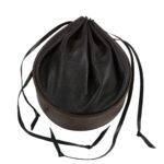 A black and brown Horseshoe Leather Pouch on a white background.