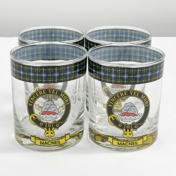 A set of five Thomson Clan Crest tartan whisky glasses - sold 7/23.