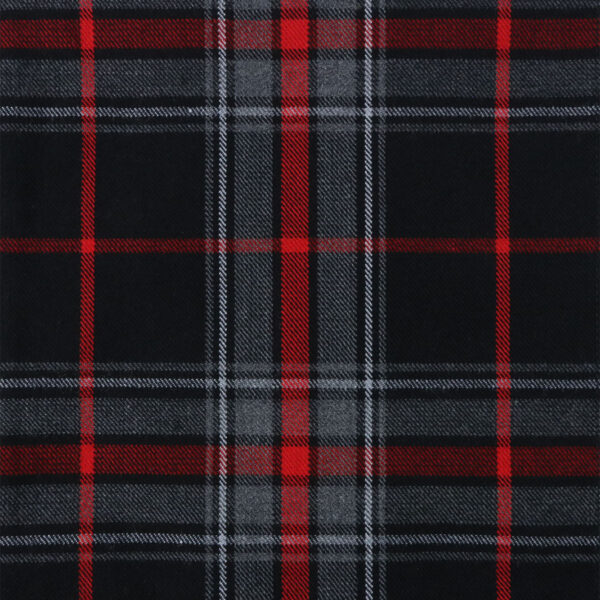 A black and red plaid fabric.