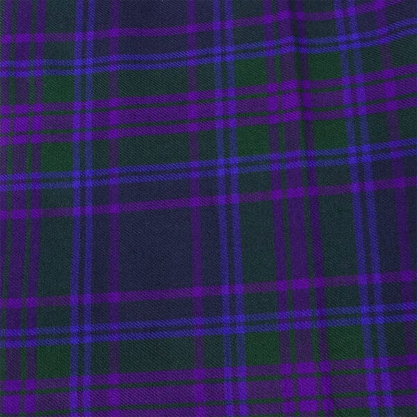 A close up of a purple and blue plaid fabric.