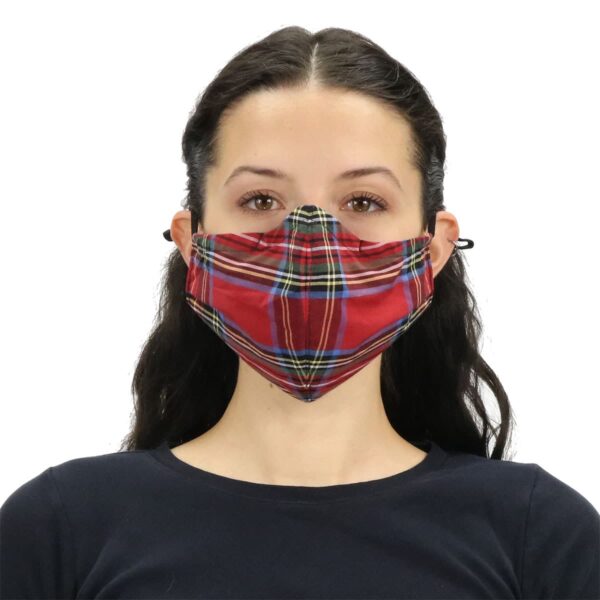 A woman wearing a Tartan Masks - Cotton face mask.