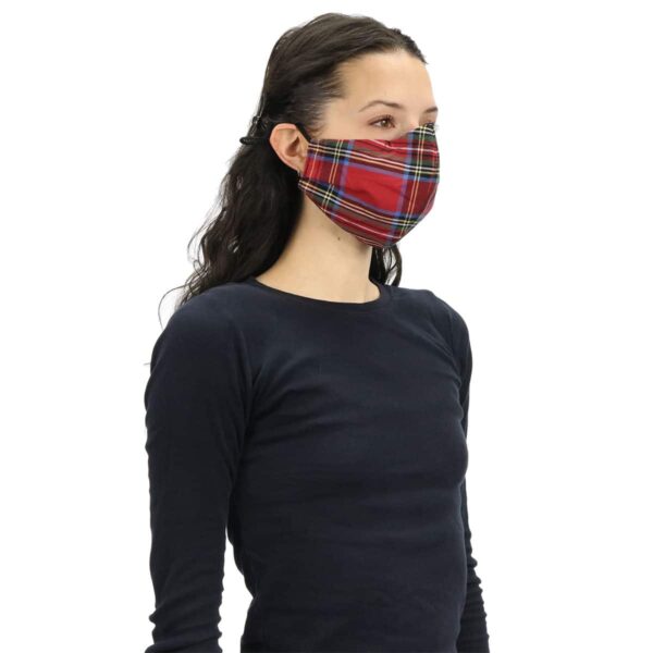 A woman wearing Tartan Masks - Cotton.
