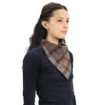 A woman wearing an Outlander Tartan Bandana Masks - Wool Free.