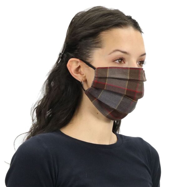 A woman wearing Tartan Masks - Cotton face mask.