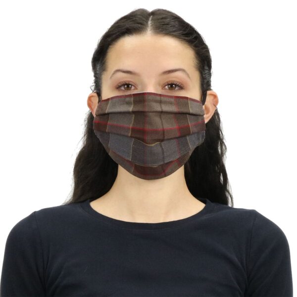 A woman wearing a Tartan Masks - Cotton face mask.