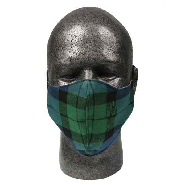 A Tartan Masks - Wool Free face mask on a mannequin.