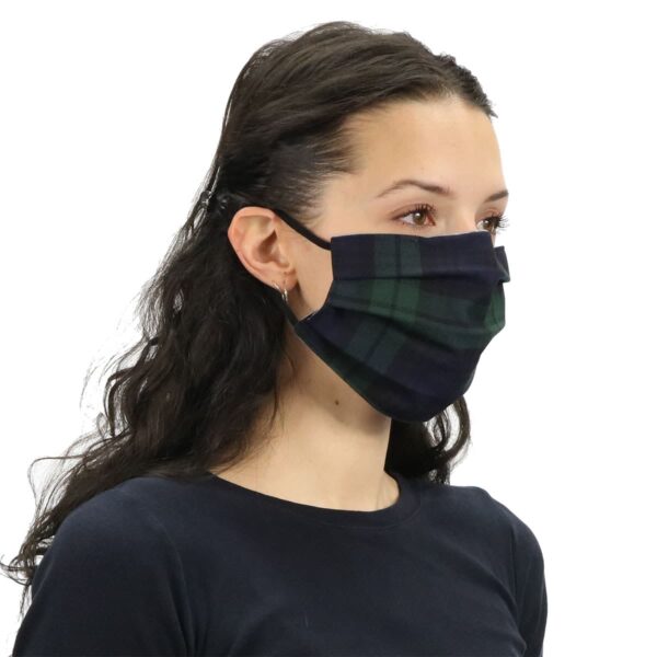 A woman wearing Tartan Masks - Cotton face mask.