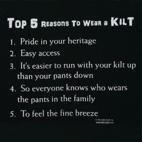 Discover the Top 5 Reasons to Wear a Kilt T-Shirt, proudly displayed on the popular Kilt T-Shirt.