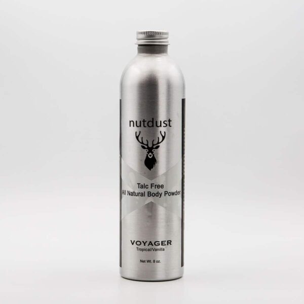 A Nutdust - Voyager body lotion featuring a deer illustration.