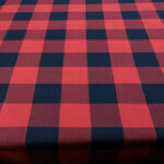 A red and black buffalo check tablecloth.